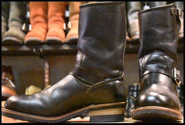 9D PT83 92年4月刻印 レッドウィング 2268 エンジニア 黒 ブラック クローム スチールトゥ ブーツ redwing PT91 HOPESMORE FE397
