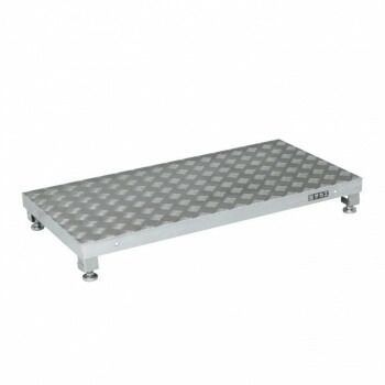 サカエ アルミ足踏台連結タイプ高床用 ステンレス製アジャスター付 900×450×110mm GA-0945AL
