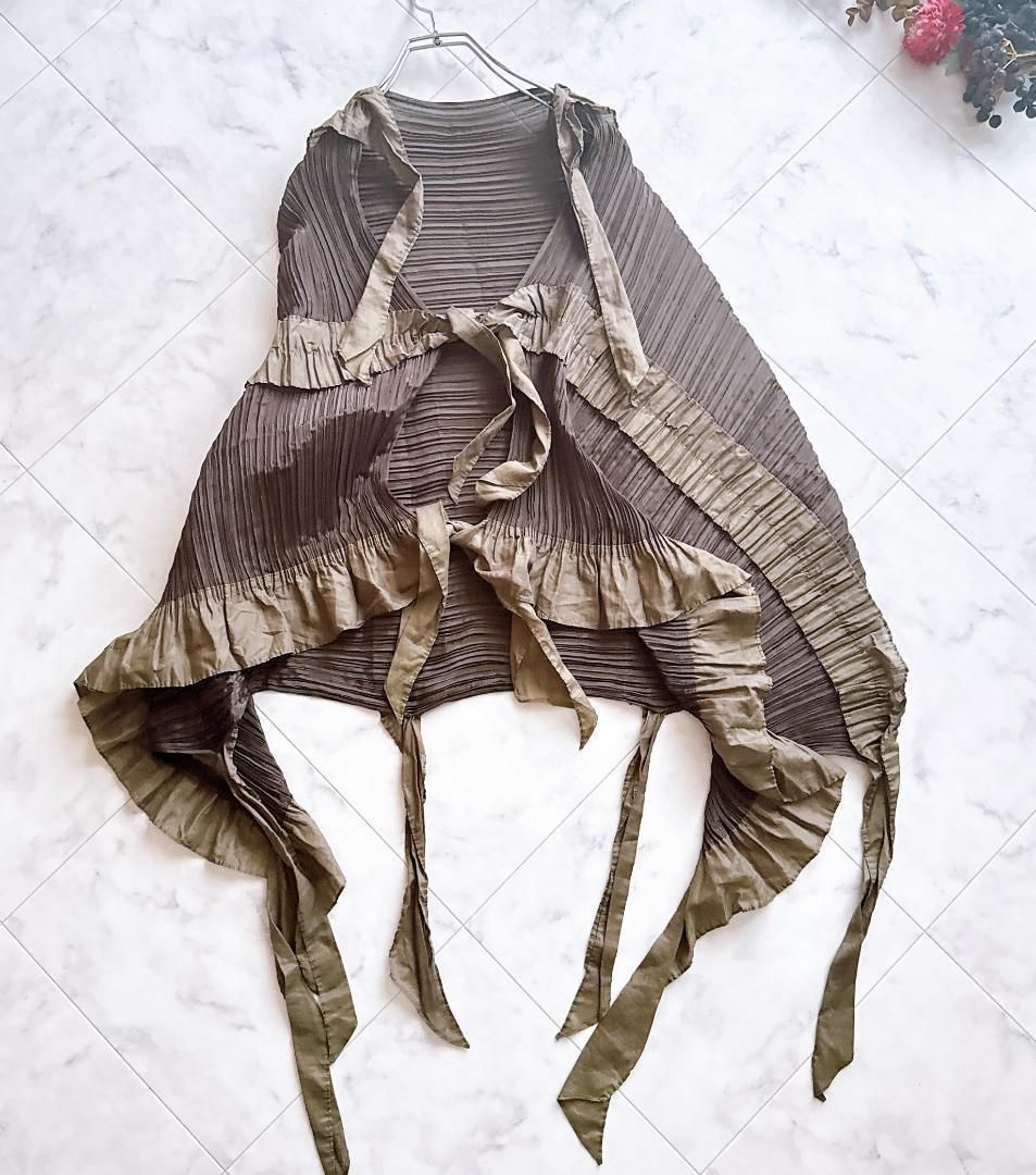 イッセイミヤケ ISSEY MIYAKE PLEATS PLEASE プリーツプリーズ ストール ボレロ リボン PP24-AD201 WWW_SMP1DAWEKUDUS_SCH_ID