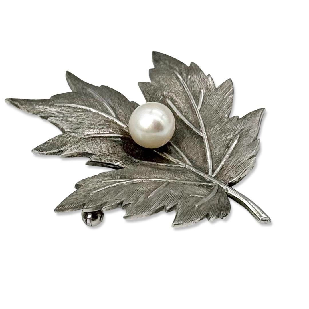 MIKIMOTO ミキモト リーフパール ブローチ MS刻印 本真珠