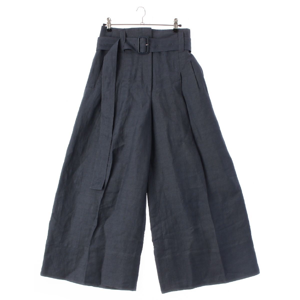 セリーヌ フィービー期 ベルト付き ワイド パンツ スラックス 2 1T17 ブルー 38