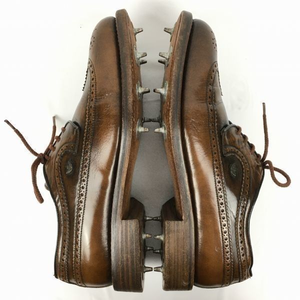 試着交換OK！adidas/アディダス★希少Vintage/鉄/スチールスパイク　ゴルフシューズ〈茶/BROWN〉size40A/25.0程度　steel spike　golf shoes　管NO.WZA-400 試着交換OK！adidas/アディダス☆希少Vintage/鉄/スチールスパイク