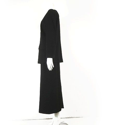 【お得通販】 ダジュール D azur 上下セットアップ スカートスーツ ふくれ ジャガード ジップアップ ノー ジャケット ロングスカート M 9 黒 ブラック