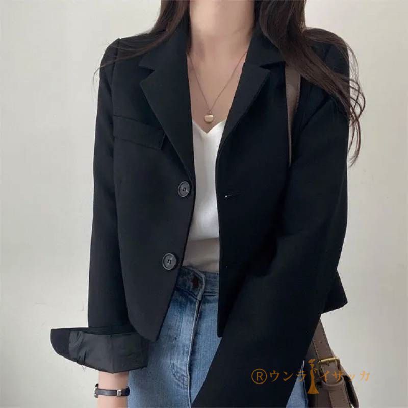 シンプルかわいい⭐︎冬春大活躍ゆったりジャケット✿女子会デートに最適 テーラードジャケット レディース ショート丈 ジャケット 春