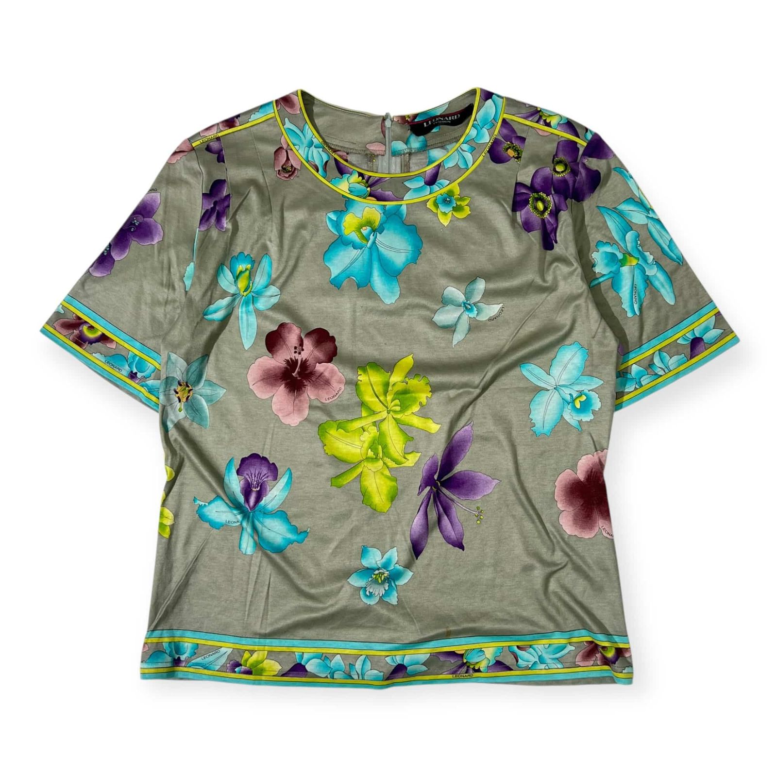 LEONARD レオナール フローラル 花柄 半袖Tシャツ カットソー M 