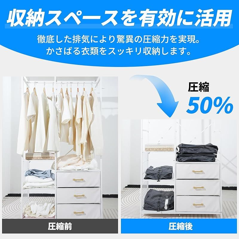 TREXPURE 旅行用圧縮袋 圧縮トラベルバッグ トラベルポーチ 圧縮バッグ 吸引機 電動 透明窓 圧縮 旅行 便利グッズ 出張 衣類収納 圧縮袋 ナイロン 大きめ 防水 防塵 吊り下げ 省スペース ポンプ