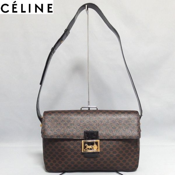 ☆CELINE マカダム 馬車金具 ヴィンテージ ショルダーバッグ 黒 オールド セリーヌ☆ - メルカリ