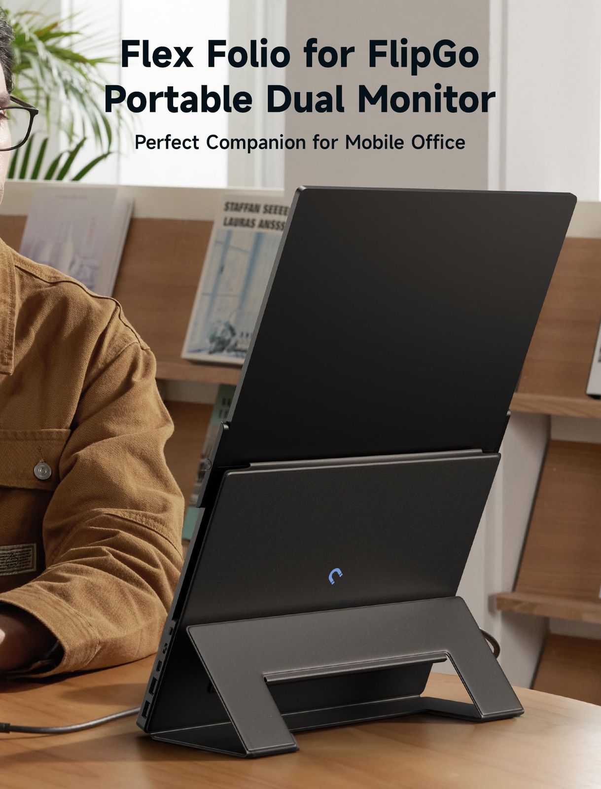 JSAUX FlipGo Pro 13.5 ポータブルモニター用マグネット人工レザースタンド コンパクトで折りたたみ FlipGo 13.5 の完璧なトラベルコンパニオン 13.5 FlipGoのみ対応