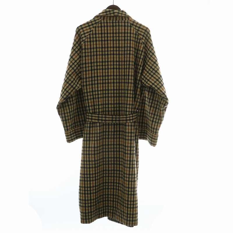 タグ付きDAKSダックス　ウール　モヘア　チェック柄　ロングコートM 定価38万 DAKS(ダックス) チェックロングコート ウール（チェックリバース