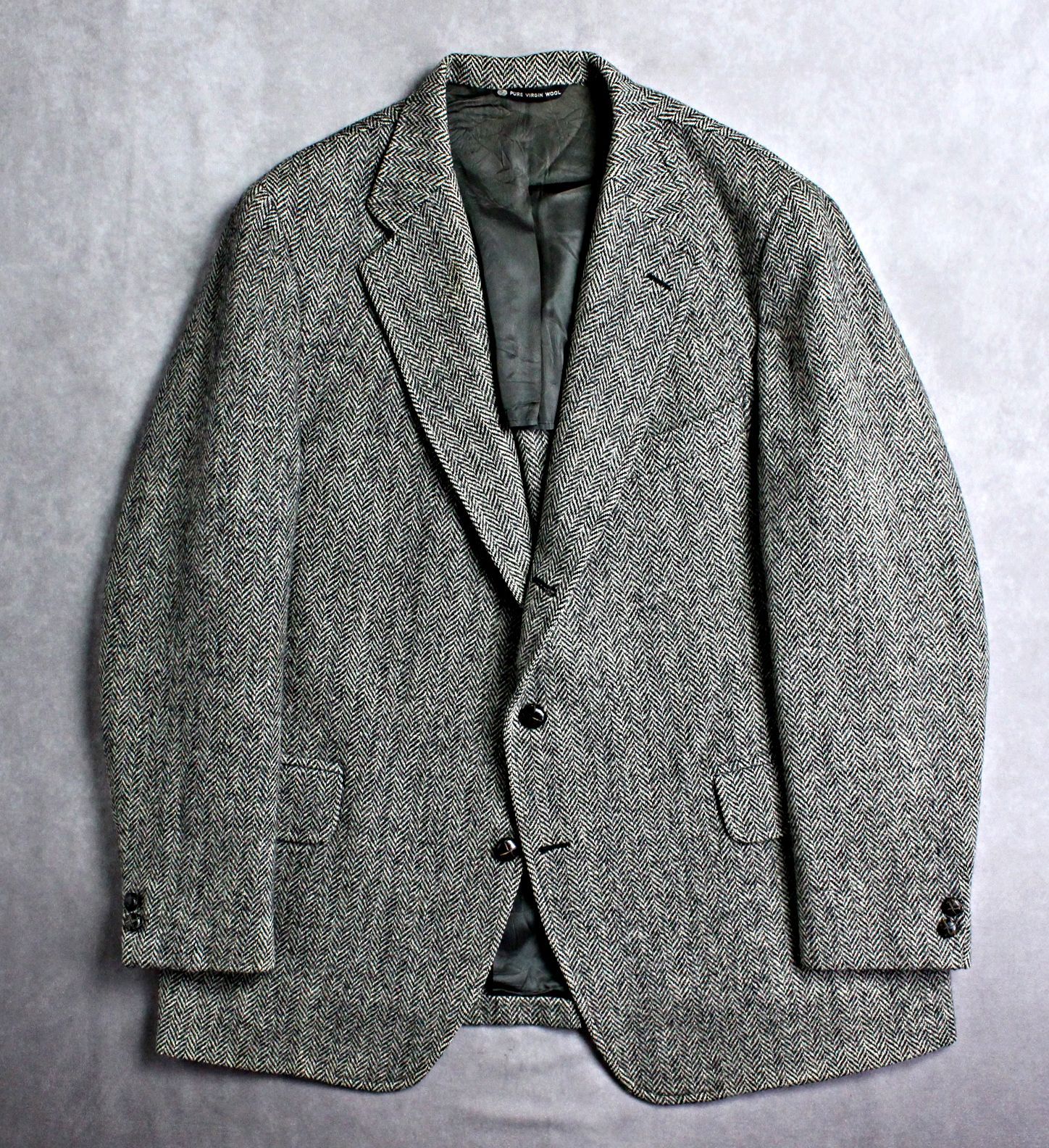【HARRIS TWEED】90s アメリカ製 ヘリンボーンツイード 3つボタン フックベント テーラードジャケット XLサイズ ハリスツイード