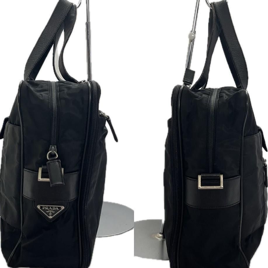 良品】PRADA プラダ ブリーフケース ビジネスバッグ 三角ロゴ 黒