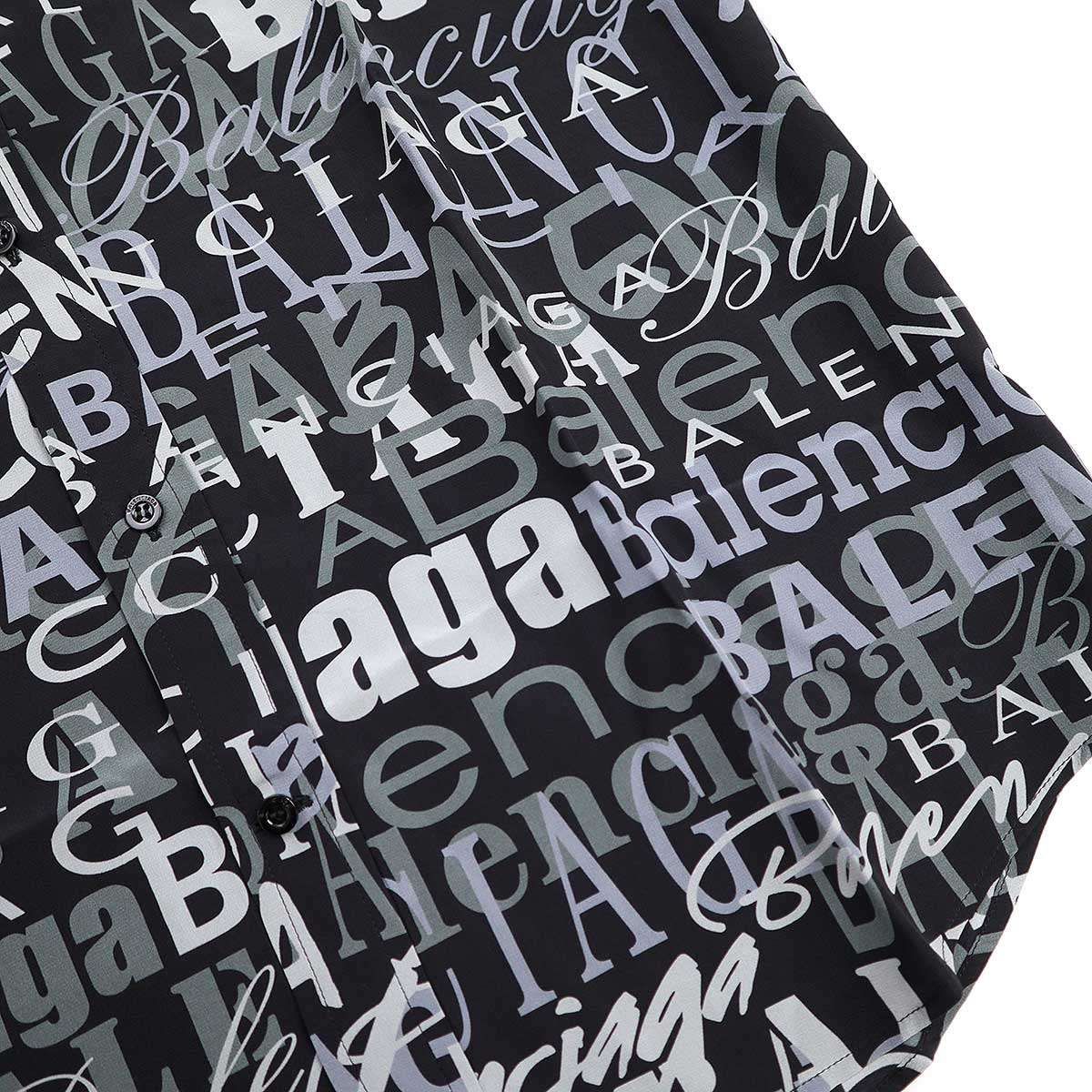 BALENCIAGA バレンシアガ 19SS ロゴシルクシャツ 556854 ブラック 37  