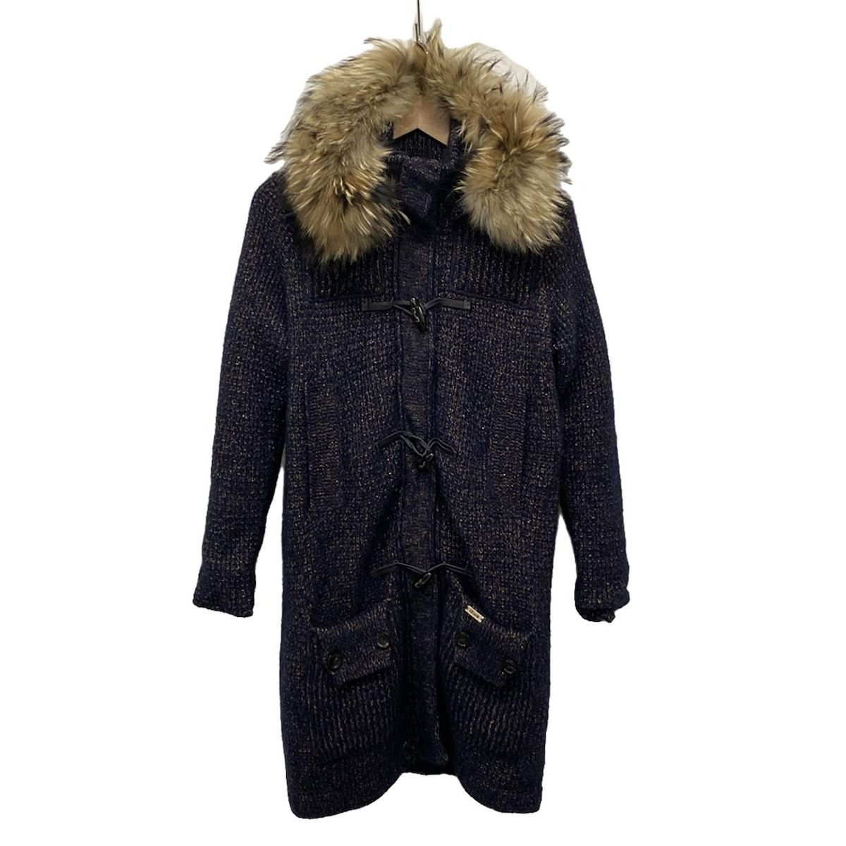 Bark バーク ダッフルコート サイズS レディース - ダークネイビー×ブロンズ 長袖|秋|冬