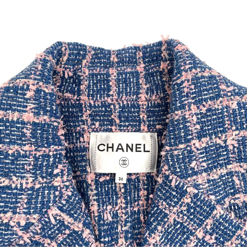 シャネル CHANEL ダブルツイードロングコート P74462 ブルー