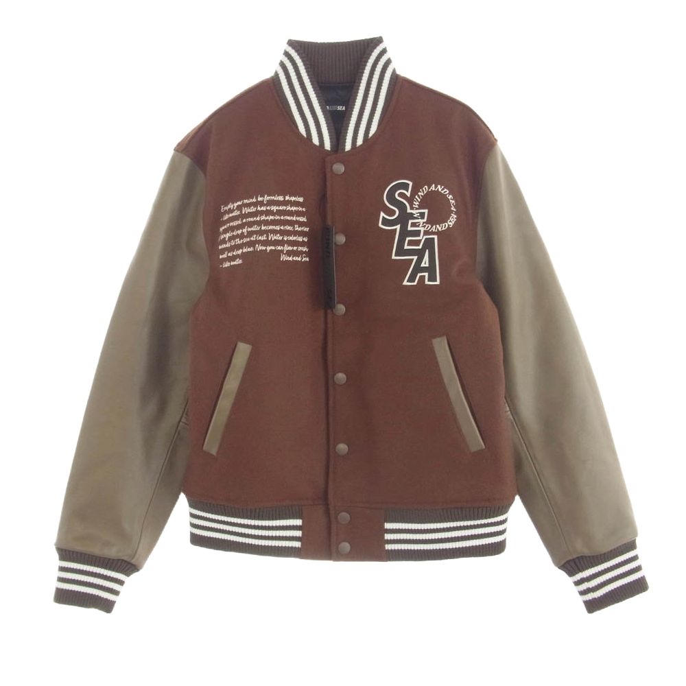 WIND AND SEA ウィンダンシー WDS-13TH-08 WDS VARSITY JACKET ロゴワッペン バーシティ ジャケット スタジアムジャンパー スタジャン ブラウン系 S【中古】