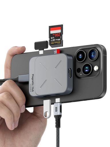 Hagibis磁気USBCハブMagsafe付きiPhone1615ProMax用7イン1Type-Cドッキングステーション4K@60HzHDMISD3.0TF3.0カードSolt100WPD10Gbps