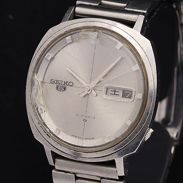 セイコー AT/自動巻 6119-6010 セイコー5 シルバーグレー文字盤 