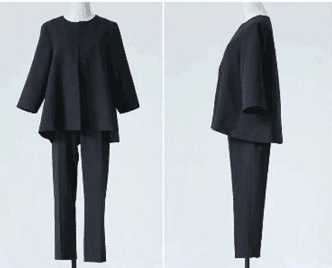 ノーカラー ジャケット パンツ スーツ セットアップ ブラック 黒