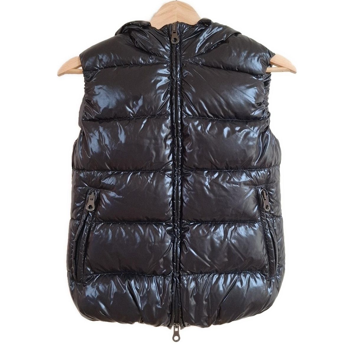 DUVETICA デュベティカ ダウンベスト サイズ38 S レディース Goccia ゴッチャ 黒 ジップアップ|ファー付属なし|春|秋