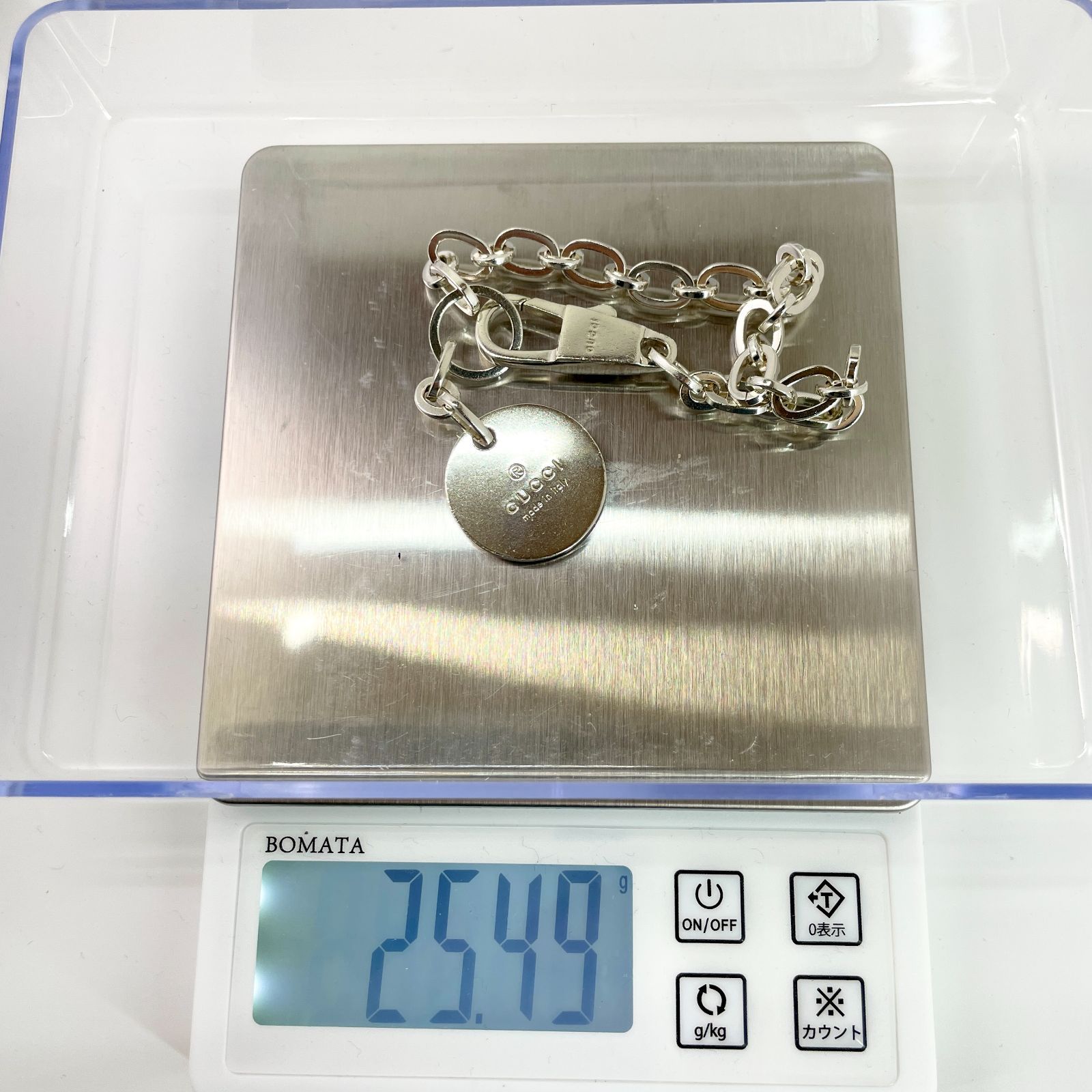 ヴィンテージ グッチ ラウンドプレート ブレスレット シルバー