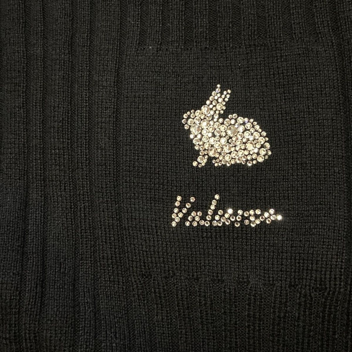 VALENZA(バレンザ) 長袖セーター サイズ40 M レディース - 黒×クリア ハイネック/ラインストーン/うさぎ VALENZA(バレンザ) 長袖セーター サイズ40 M レディース - 黒