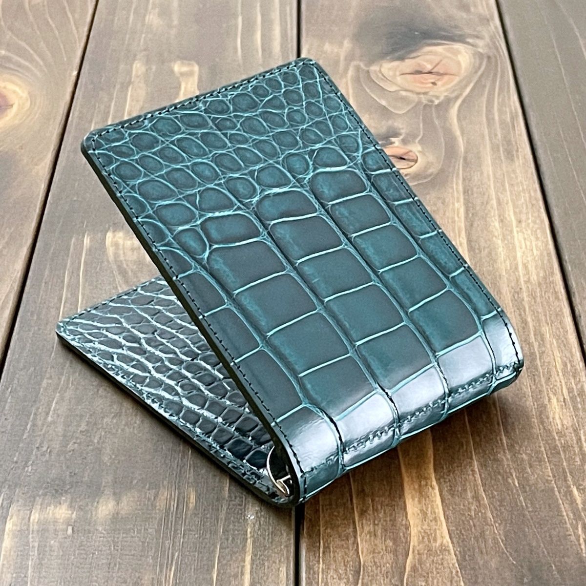 アリゲーター 無双 マネークリップ ブルー ブルーグリーン 青メノウ 緑