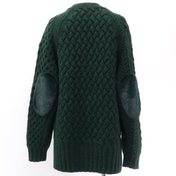 drawer ドゥロワー ミンクパッチ アラン編み ニット カーディガン