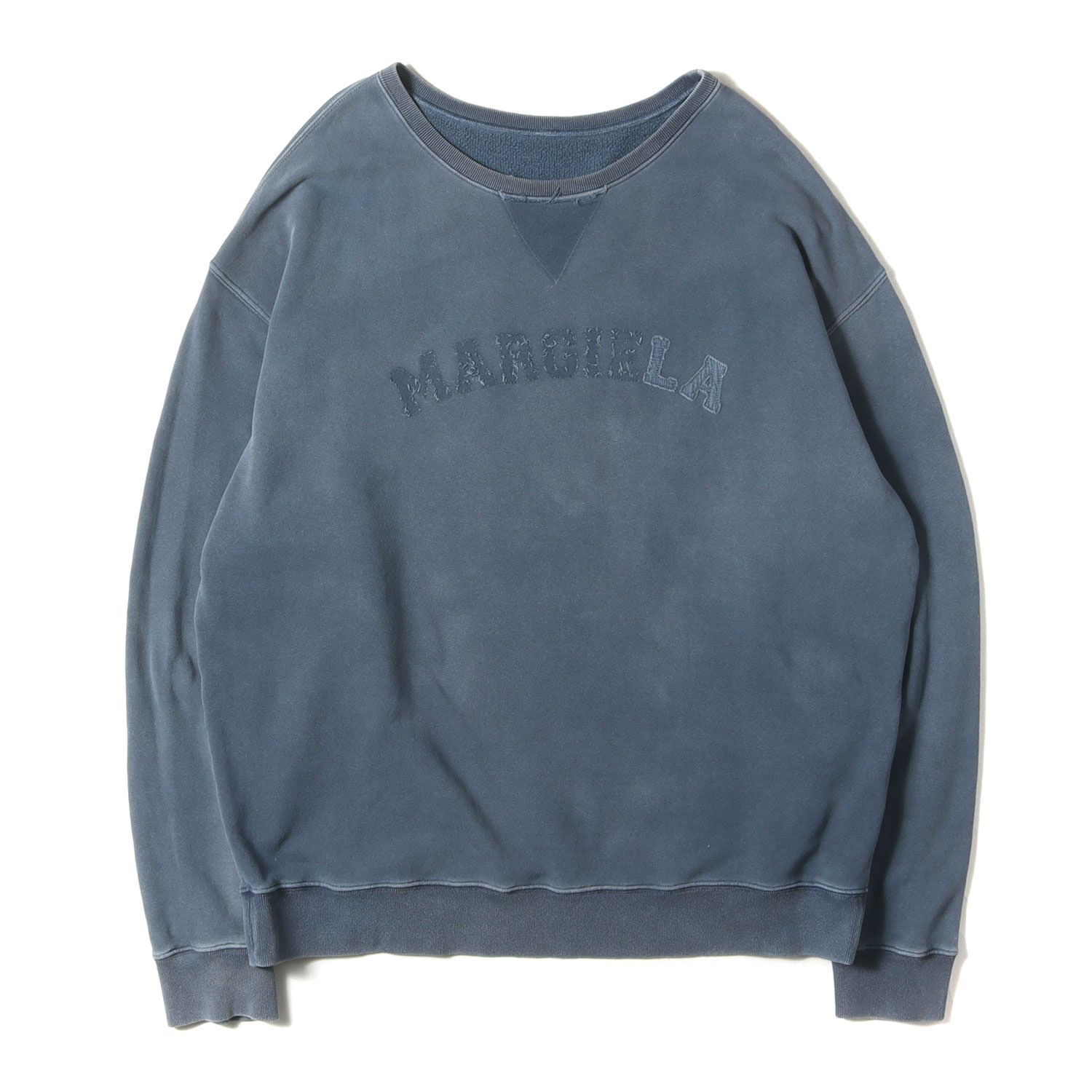 Maison Martin Margiela メゾンマルタンマルジェラ スウェット サイズ:M / 23SS ヴィンテージ加工 リメイク ロゴ スウェットシャツ (S50GU0209) / MM1 MM10 / ネイビー 紺【メンズ】【中古】