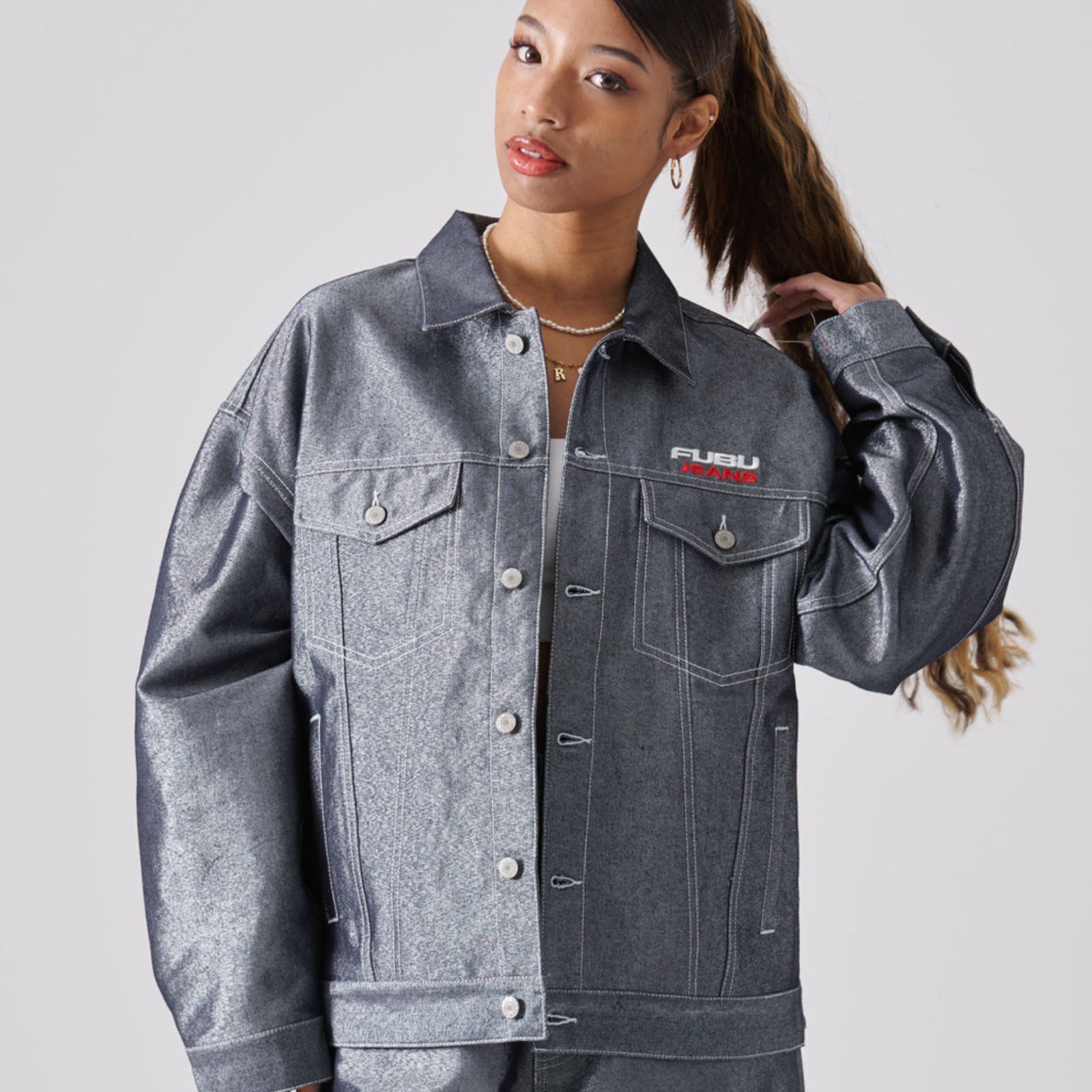 新作】【FUBU／フブ・METALLIC DENIM JACKET ／メタリックデニム