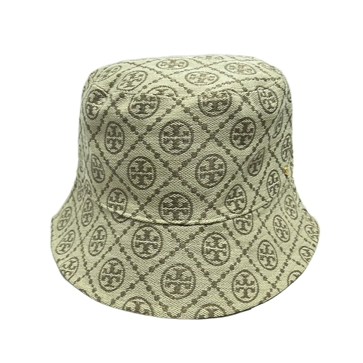 TORY BURCH トリーバーチ ハット XS S - カーキ×アイボリー Tモノグラム コットン