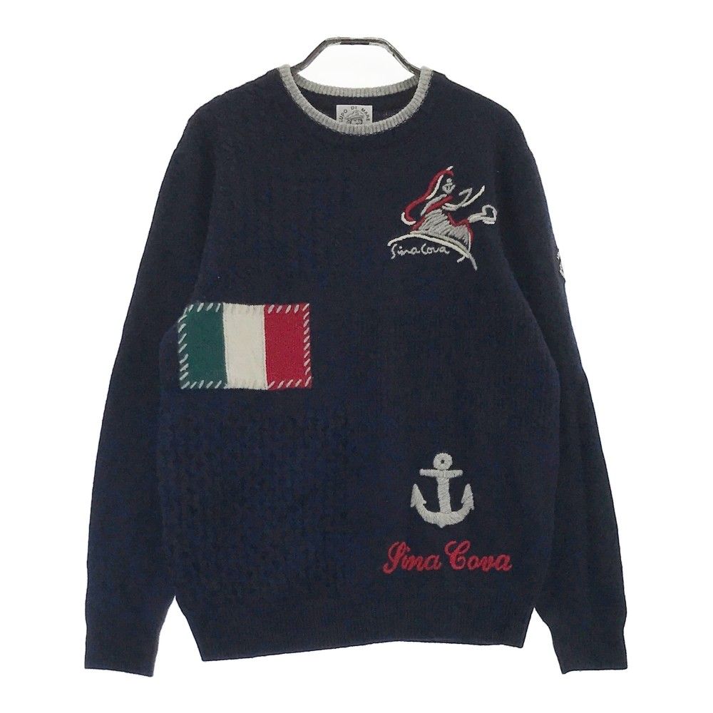 SINA COVA シナコバ ニットセーター カシミヤ混 ネイビー系 M