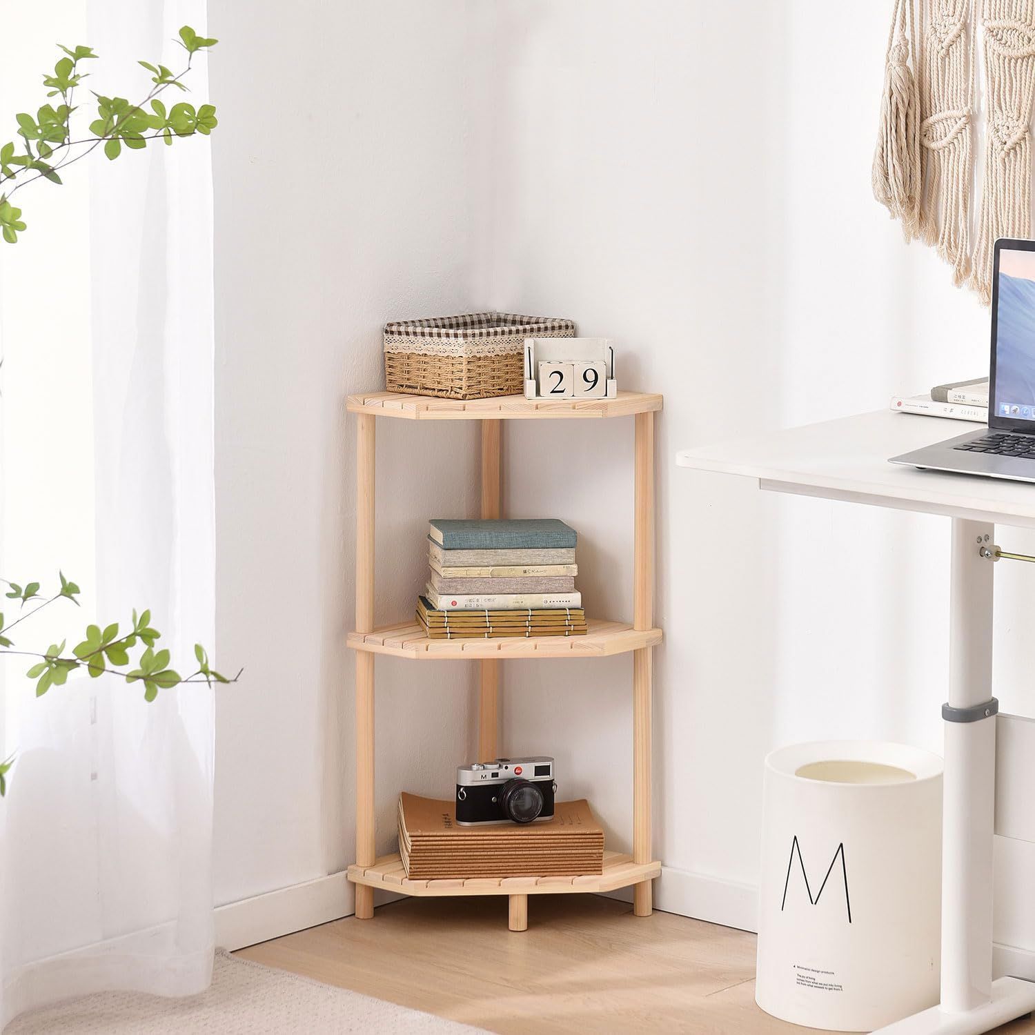 昭和レトロ 木製3段棚 飾り棚／本棚 折りたたみ