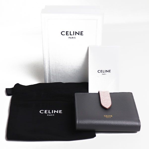 CELINE セリーヌ スモールストラップウォレット 二つ折り財布 グレー