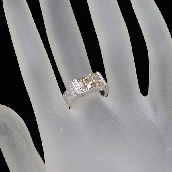 ❤️K18WGダイアモンドリングミステリーセッティング