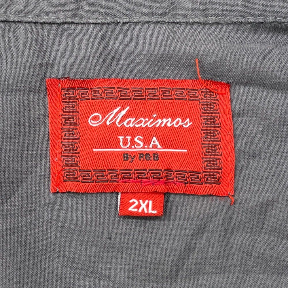 Maximos USA By R&B キューバ シャツ 開襟 半袖 刺繍 サイズ：2XL グレー