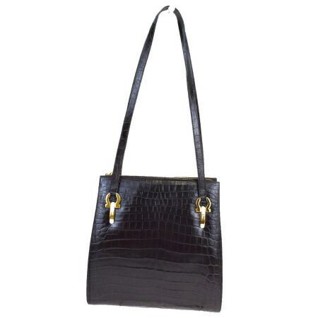 超美品 フェラガモ ガンチーニ ダークブラウン レザー 2way ハンドバッグ