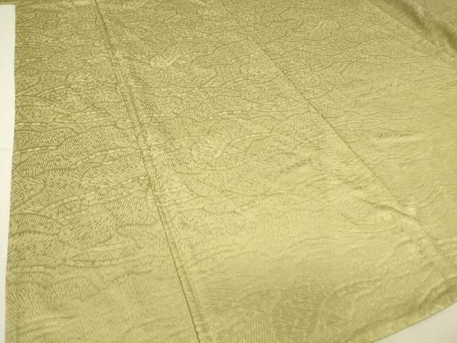 平和屋着物▽上質な色無地 単衣 籬地紋 抹茶色 正絹 逸品 未使用