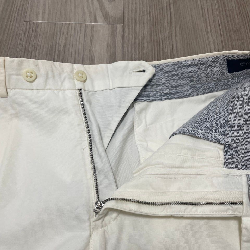 【美品】INCOTEX インコテックス ホワイト 白 コットンパンツ 46 待望の追加色！INCOTEX(インコテックス)コットンパンツ SLIM FIT