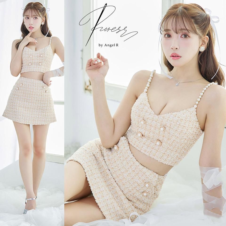 PURESS by AngelR ピュアレスバイエンジェルアール フロントボタンパールショルダーポケットタイトミニドレス ラベンダー キャバドレス PURESS by AngelR ピュアレスバイエンジェルアール フロントボタン