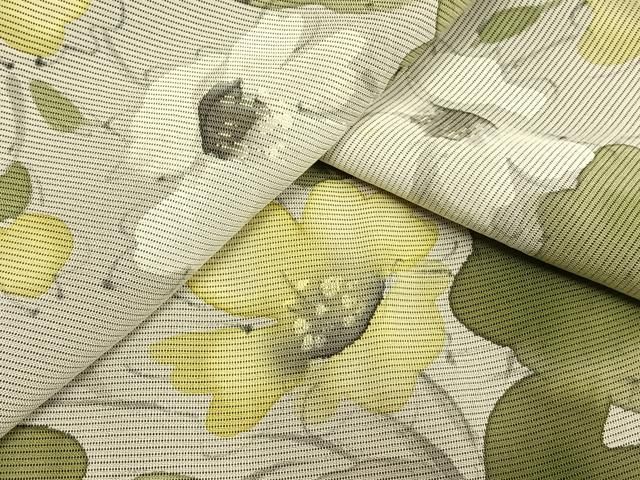 平和屋着物▽小紋 無双 紗袷 紗×絽 手描き 草花文 正絹 逸品