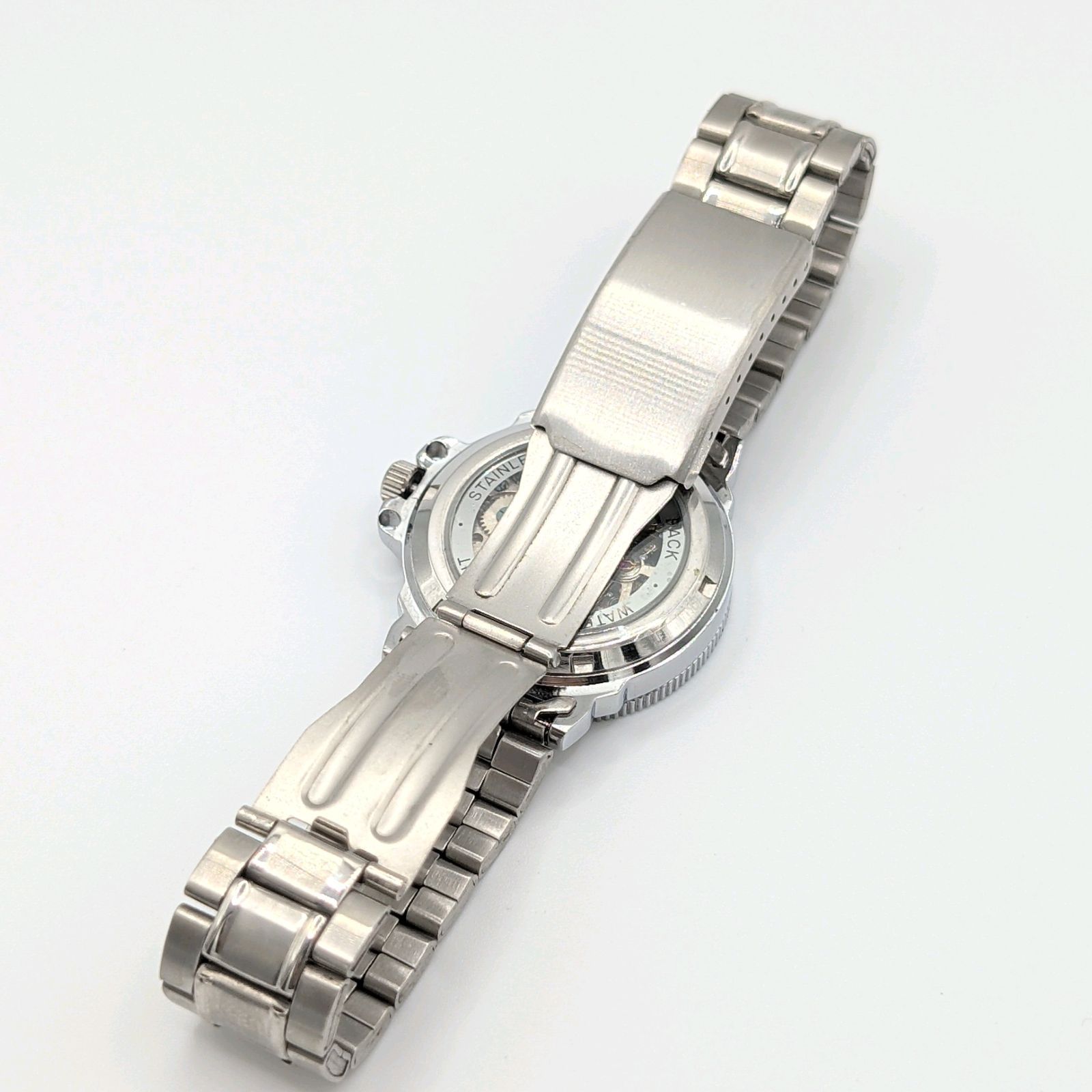 NH70 MOD カスタム 自動巻 腕時計 スケルトン シルバー 赤 銀 黒