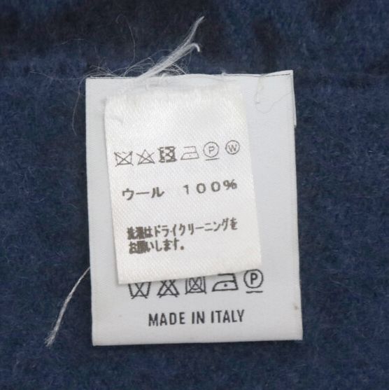 【美品】Berlutiカリグラフィ ウールマフラー ネイビー Berluti (ベルルッティ) カリグラフィデザインマフラー ウール