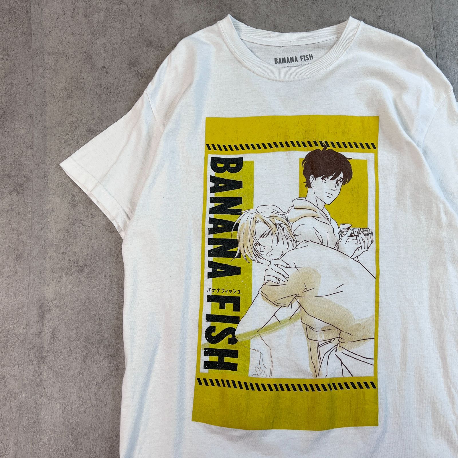 人気アニメ BANANA FISH バナナフィッシュ 半袖Tシャツ 古着 ホワイト