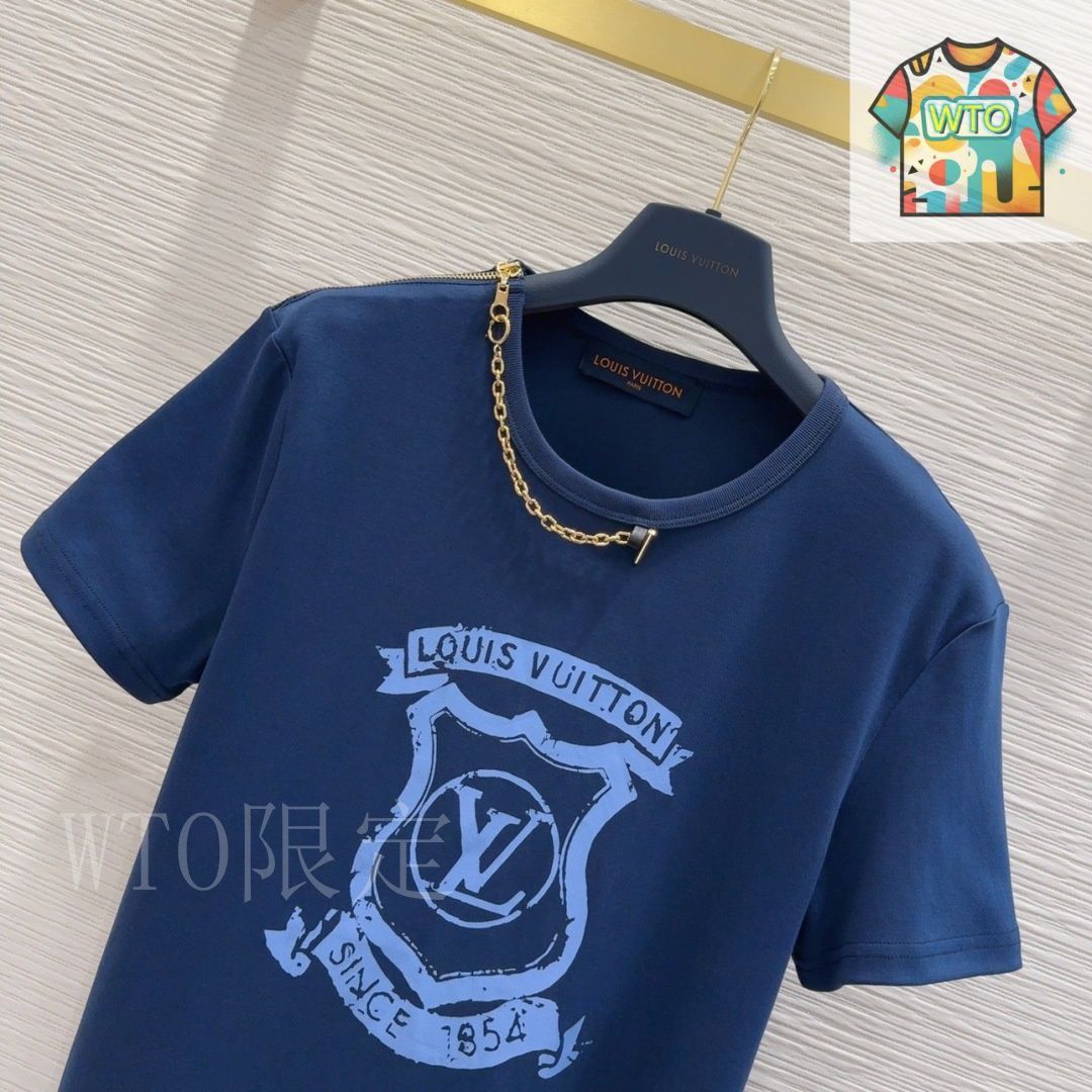 *個性が光るプレゼント*【Louis Vuitton】ショート丈Tシャツ シグネチャーデニム ショートスリーブシャツ ｜ルイ・ヴィトン
