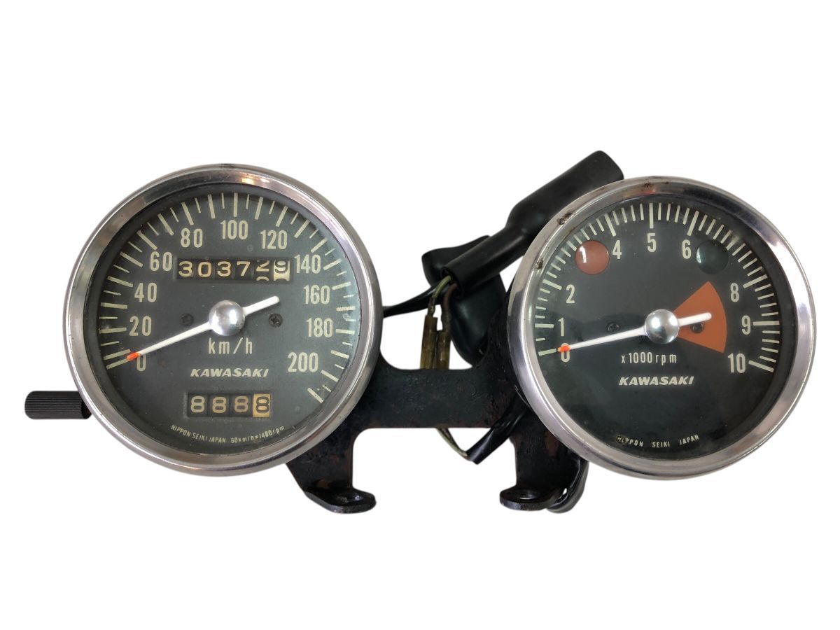 Kawasaki　W1S　W1F　W1SA　W3　メーター　針手回しOK　目立った凹み無さそう　レストア　ストック　ＯＨベースにも（中古）2713-M3973