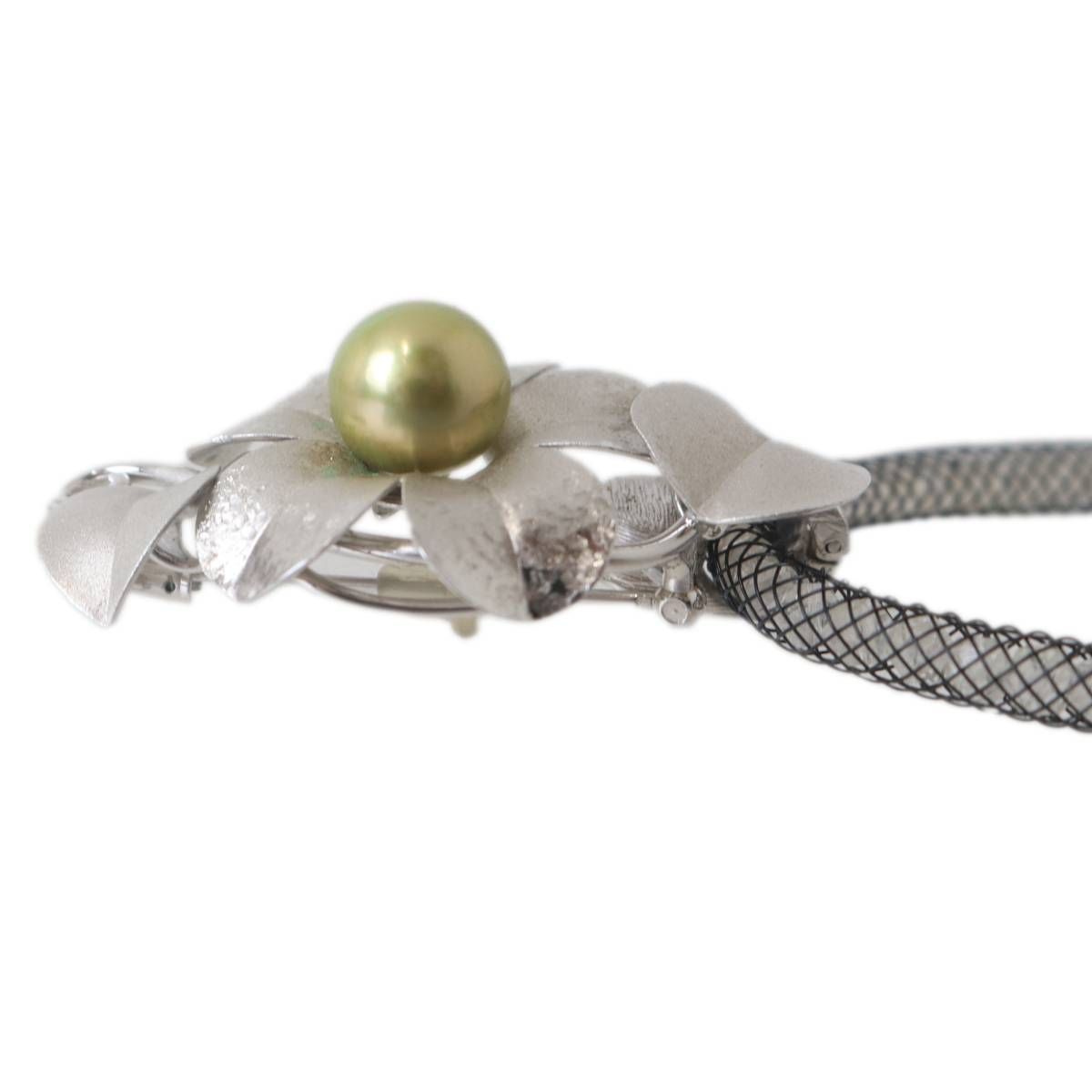 B クロチョウ養殖真珠　ネックレス　イヤリング　黒蝶SILVER　宝石鑑別書有り B クロチョウ養殖真珠 ネックレス イヤリング 黒蝶SILVER 宝石鑑別書有り