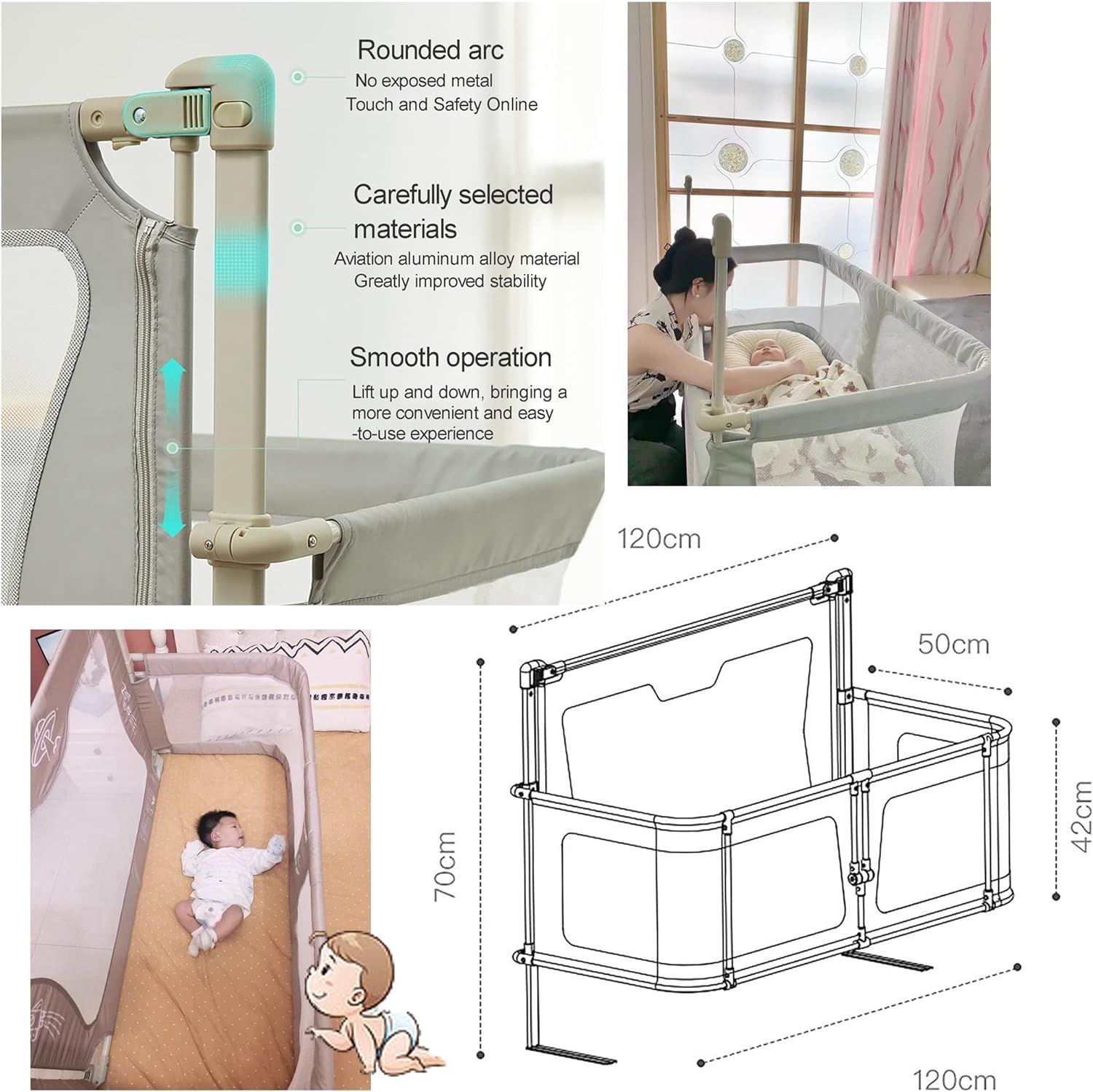 Papablic 4イン1 Tonio ベビーバシネット ベッドサイドスリーパー