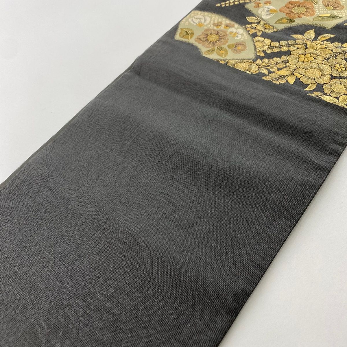 袋帯 美品 秀品 草花 華文 箔 灰色 六通 正絹 【中古】 - メルカリ