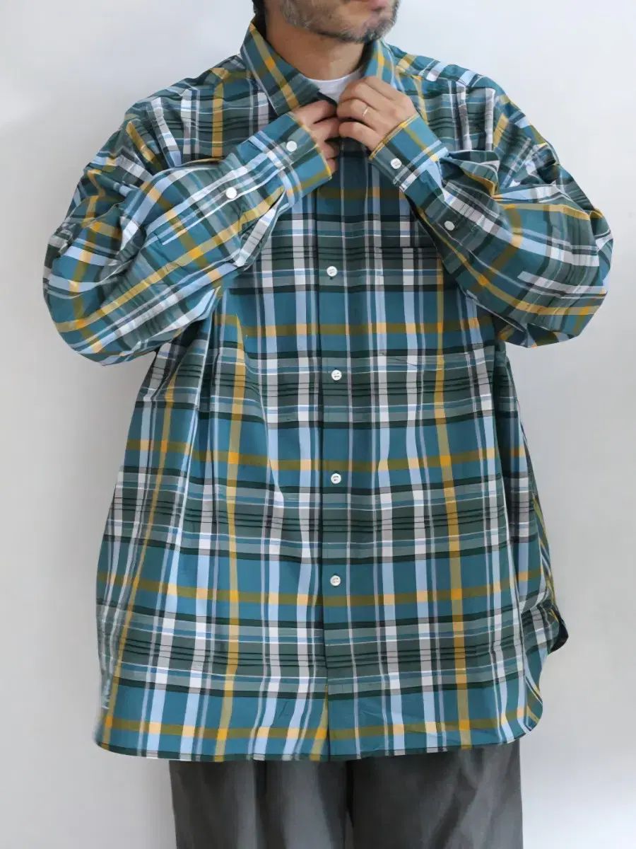 フレッシュサービス 企業 レギュラー シャツ チェック柄 緑
