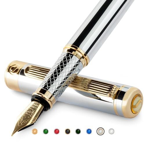 シルバーとクローム_極細 Scriveiner最高級 プレミアム 万年筆 シルバーとクローム_極細 Scriveiner最高級 プレミアム 万年筆